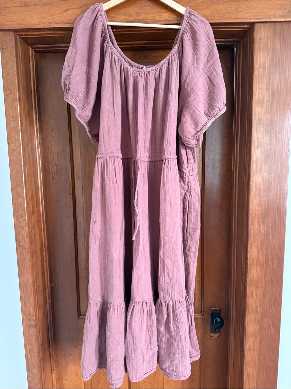 Old Navy Rose Mauve Tiered Cotton Midi Dress